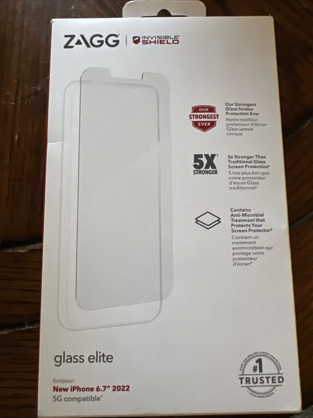 Zagg Invisible Shield Glass Screen Protection iPhone 14 Plus & Pro Max New